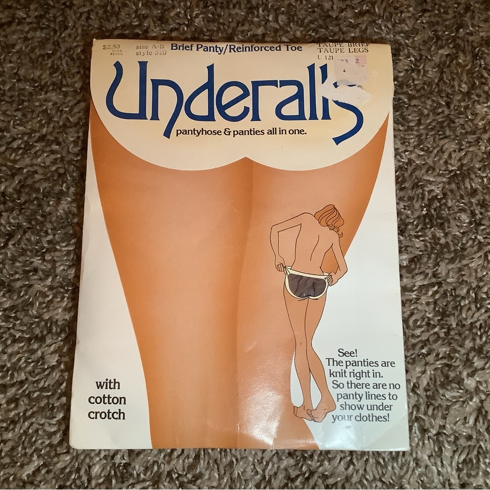 Vintage Underalls pantyhose & panties all in one, color taupe, size: AB